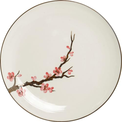 Luxe - Ensemble d'assiettes - Sakura - Edo japan - Ø24 cm - Assiette en porcelaine - Assiettes en céramique - Assiette creuse - Grandes - Assiette à dîner - Assiette à manger - Assiette à petit
