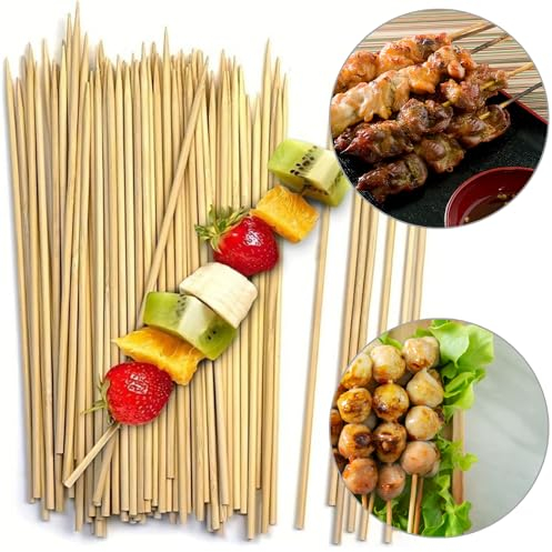 GreenMingle Holzspieße 300 Stück - Langlebige Bambusstäbe mit 25 cm Länge / 3 mm Durchmesser - Ideal für Grill, Kebab, Kuchendekoration, Schokoladenbrunnen und Obst