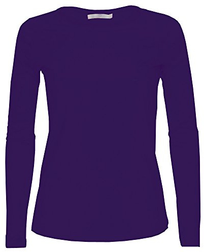 LessThanTenQuid Ladies Womens Plain Stretchy Long Sleeve Round Neck Top