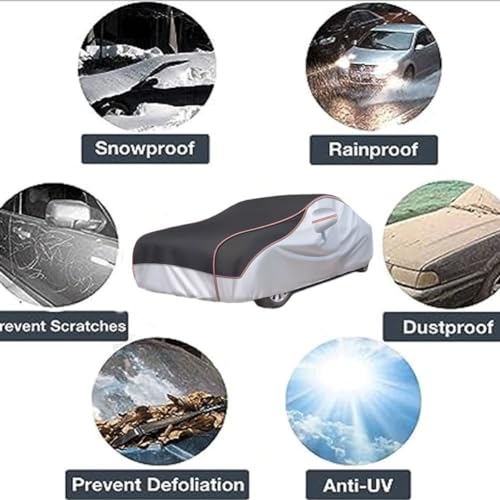 Autoabdeckung Für Volkswagen Golf 7|Verdickt Oxford Vollgarage Outdoor Wetterfest UV-beständig In Allen Jahreszeiten Auto Abdeckplane Wasserdicht Kratzfeste Hagelsichere(Color:Black)
