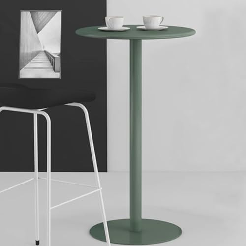 Runder Stehtisch Theken-Bistro-Kneipentische mit Metall-Eisen-Tischplatte und stabilem Fuß runder Cocktailtisch für Zuhause/Büro/Esszimmer/Küche grün (Größe: 70 x 70 x 105 cm)