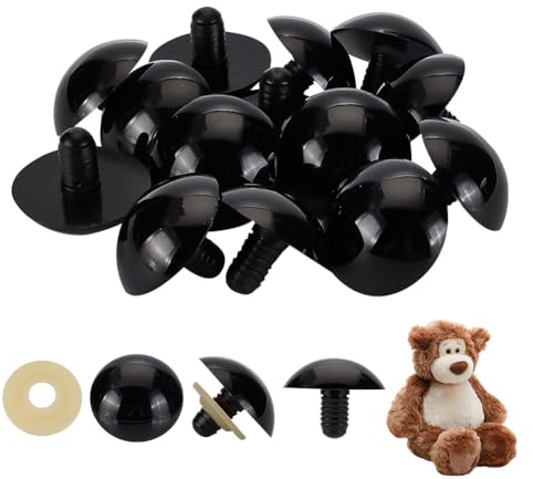 GOMAKERER 14 Stück Halbrunde Bastelaugen 40mm Schwarze Sicherheitsaugen Mit Kunststoff Abstandshalter Künstliche Augen Tieraugen Cartoon Augen Zum Häkeln Für Spielzeug Stofftiere DIY Bastelarbeiten