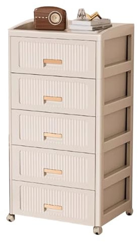 LYHXYLFT Kommode Mit Schubladen, Kommode Mit Stauraum, Weißer Nachttisch, Beweglich Mit Rollen, Geeignet for Wohnung, Schlafzimmer, Wohnzimmer(5tier)