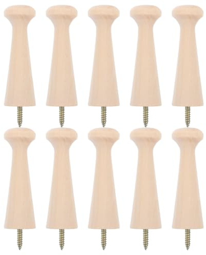 KFSCIP 10 PCS Coat pegs, Wooden Hooks, Wooden Shaker Peg Screw-on Shaker Pegs Solid Unfinished Wood Shaker Racks for Hanging Coat Hat Bags and More DIY Paint Color
