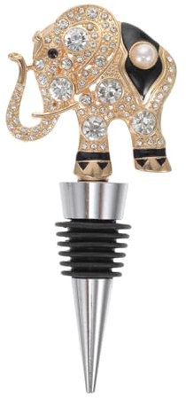 Amosfun Wine Bottle Stopper Alloy Elephant Rhinestone Cork Plug for Red Wine Bottles Easy Screw Reusable for Bridal Showers