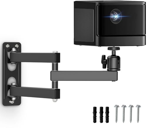 JUBOR Projector Wall Mount, 360° Rotation Adjustable Projector Webcams Stand with 1/4 Ball Head, Devices Bracket Holder for Home Theaters, Office