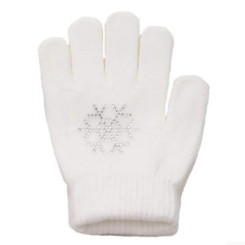 ZYWUOY Winter-Handschuhe für Kinder, rutschfeste Baumwollhandschuhe mit Griff für Eissport, Größe L, Weiß