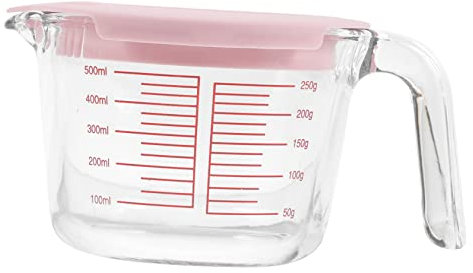 Cabilock Large Capacity Glass Measuring Cup Lid and Graduated Scale, High Temperature Resistant Baking Milk Measuring Cup for Microwave and Kitchen Use