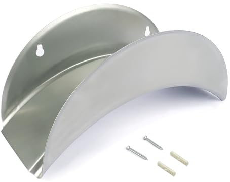 Wall Mounted Hose Holder - With Fixing Screws and Wall Plugs, Weather Resistant Silver Coated Steel Hose Bracket for Wall Storage