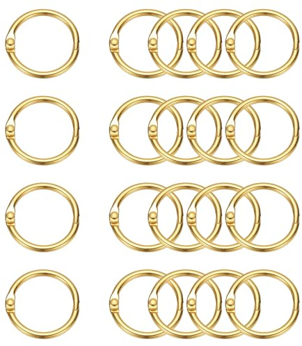 PATIKIL 20 Anelli Per Raccoglitore A Fogli Mobili, 1.2 Pollici Anelli Aperti In Metallo Resistente Per Anelli Per Carte Indice Anelli Per Carta Ufficio, Colore Oro