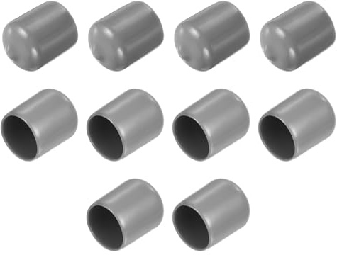 sourcing map Rubber End Caps 17mm ID Vinyl Round End Cap Light Grey 10pcs | Protective Caps Vinyl Round End Cap Cover Screw Thread Protector