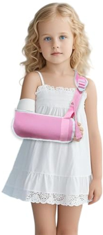 Fascia per braccio traspirante per bambini, stabilizzatore di supporto per lesioni al polso/gomiti/spalle, si adatta perfettamente sia alla mano sinistra che alla destra (rosa, L)