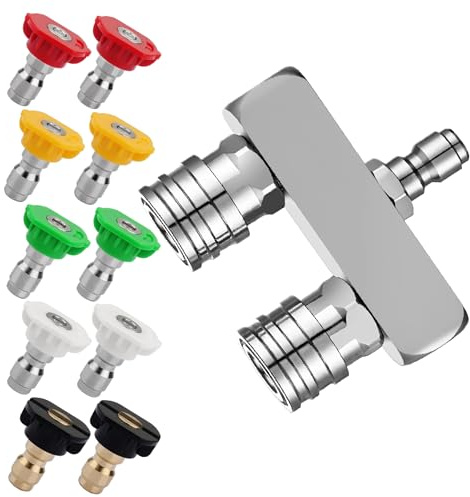 Buse de Nettoyeur Haute Pression, Pressure Washer Nozzle 2 en 1 Double Turbo Nettoyeur Haute Pression avec 10 Buses de Nettoyage Haute Pression, Raccord Rapide 1/4 , 5000 PSI