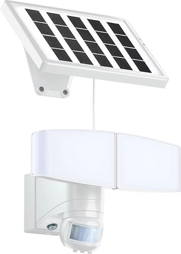Northpoint LED Solar Strahler Flutlicht Fluter mit Bewegungsmelder Leuchtdauer, Sensitivität und Dämmerungssensor einstellbar für Innen und Außen 6000K kaltweiß 900 Lumen (Weiß)