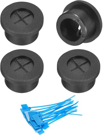 sourcing map 4Pcs Cable Cord Grommet, 5/8(16mm) Rubber Desk Grommets Wire Pass Through Hole Cover with Marked Cable Ties for Home Office Cable Wire Protection, Black