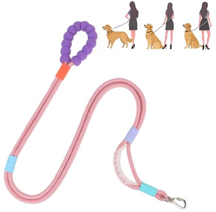 XFSRG Freihandleinen Hundeleine Joggingleine Hunde 1.5m Verstellbar Übungsleine Führleine Nylon Doppelleine für Große Mittelgroße kleine Hunde (Rosa)