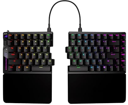 ROG Falcata - Clavier Gaming Split 75%, switches magnétiques HFX V2, AZERTY | Clavier sans fil ergonomique split, doté de switches magnétiques Hall effect, Rapid Trigger et de dispositions polyvalentes