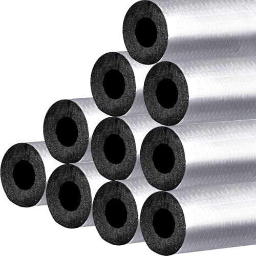 10 Pcs Pipe Insulation Foam Tube for 15mm Diameter Pipes Self Adhesive Insulation Foam Wrap Aluminum Foil Pipe Covers for Spigot Winter Outside Pipes Water Heater Pipes Freeze Protection
