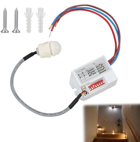 Interruttore sensore a infrarossi, rilevatore di movimento a infrarossi mini 220 V, interruttore a incasso per illuminazione automatica LED, sensore di movimento esterno, sensore a infrarossi 230 V