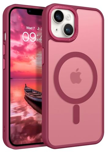 GaoBao für iPhone 14 Hülle, Handyhülle iPhone 14 [Kompatibel mit MagSafe] Durchscheinende Matte Magnetische Stoßfeste Anti-Fingerabdruck Schutzhülle Handyhülle für 6.1 Case, Dunkelrot