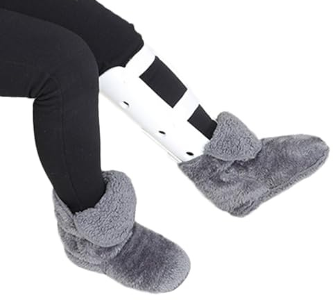 ITODA Warm Foot Cast Sock Plush Plaster Fluffy Stocking Cast Sock Broken Ankle Toe Cover Adjustable Foot Warmer Protector for Fracture Wounds Surgical Recovery Burns