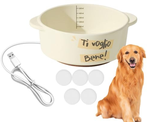Ciotola per animali domestici riscaldata in ceramica - 1,5 L Costante Temperatura Caborro di Riscaldamento Anti -cacciatore di teste termico automatico | Alimentatore di acqua Tibia per cani