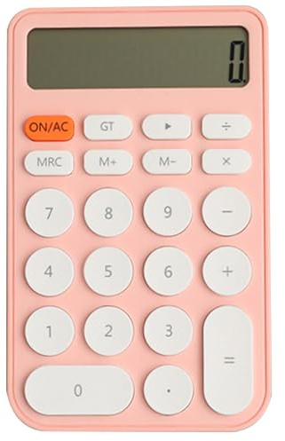 Denash Mini Calcolatrice, Calcolatore a Batteria Solare Portatile a 12 Cifre con Display LCD, Calcolatore Desktop a Colori Caramelle per la Casa del'ufficio Scolastico (PINK)