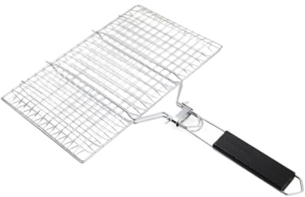 PAMINGONO Edelstahl Grillkorb Faltbar Tragbar mit Abnehmbarem Grillrost für Fisch Gemüse Steak BBQ Grillzubehör Robust Leicht zu Reinigen für Outdoor Picknick Party