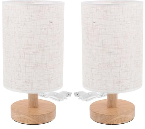 TOVINANNA Selbstgemacht Design mit Stoffschirm und Feine Handwerkskunst 2 Stück Vintage Tischlampen Nordischer Stil Warmes Licht für Nachttisch Dekoration Zuhause