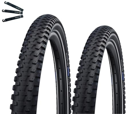 2 x Schwalbe Marathon Plus MTB Fahrradreifen Performance Smart DualGuard E-50 ADDIX Schwarz/Reflex 65-622 (29 x 2.60) inkl. maxxi4you Reifenheber