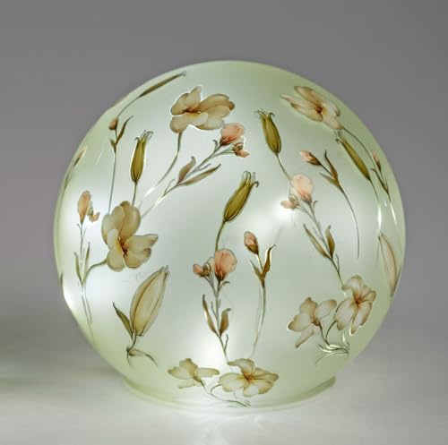formano LED Deko Kugel Blütentraum Glas 15 cm Glasleuchte mit Blumen Dekor Timer 6h/18h, batteriebetrieben (3× AA), stimmungsvolles Ambientelicht für Tisch, Fensterbank & Regal