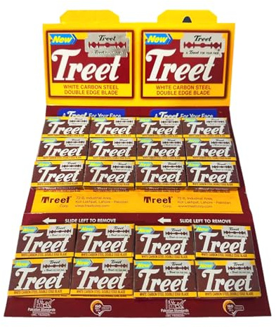 Treet White Carbon Steel Rasierklingen Double Edge aus weißem Kohlenstoffstahl für Rasierhobel – 200 Klingen