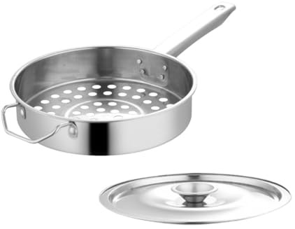 OSALADI Cuchara Coladora de Acero Inoxidable para Camarones Mango Ergonómico, Colador de Malla Grande 1,2 Cm de Diámetro para Uso en Cocina y Olla Caliente