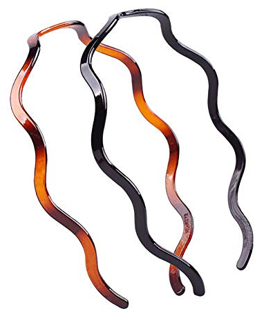 2 x Stirnband, Haarreif, aus Hartplastik, für Damen, Schwarz und Braun, hochwertige Kopfbedeckung, Haarband