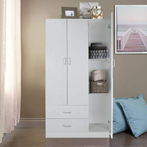 MEB SRL Armadio Multiuso CM 90X42 H. 180 Rovere Sbiancato
