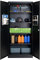 iJINGUR Metal Storage Cupboard with Locking Doors and 4 Adjustable Shelves, Lockable Steel Storage Cabinet for Home Office Garage Kitchen Pantry (Black)