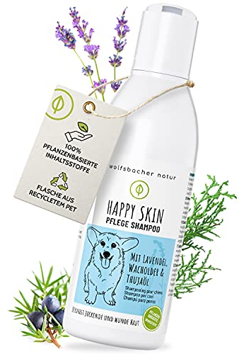 Juckreiz Shampoo für Hunde - Bei trockener Haut mit Juckreiz und Milben - Pflegt, unterstützt und regeneriert 100% pflanzlichen Wirkstoffe - Mit Zedernöl und Lavendel, 200ml