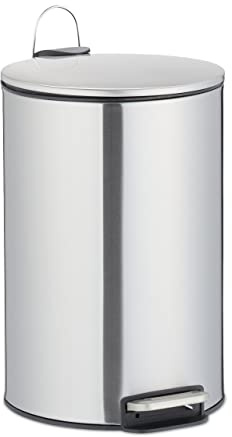 Relaxdays Treteimer 12 Liter, Edelstahl, Abfalleimer mit Inneneimer, Absenkautomatik, Mülleimer für Küche & Bad, Silber | Absenkautomatik, Mülleimer für Küche & Bad