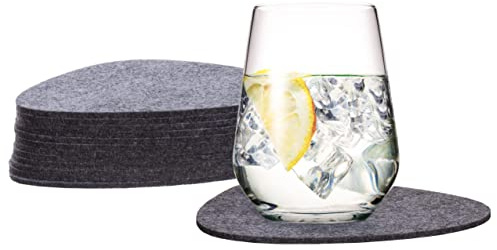 Brandsseller Filz Untersetzer | Glasuntersetzer Curved | Abgerundete Dreiecksform | Deko Untersetzer Set | Grau 6er Set