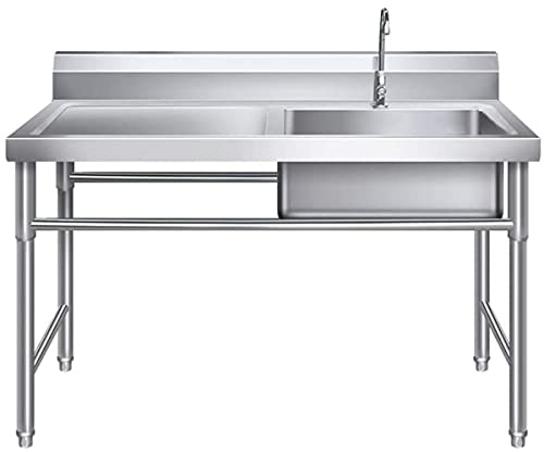 HUMNZR Mobiles Spültisch Edelstahl Spülbecken Einzelspüle Spüle Campingküche 1 Becken Spülschrank Schlauchanschluß Waschtisch,Rightsink-0.6mm