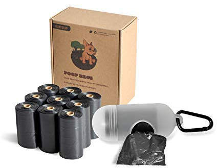 HXDSUP Hundekotbeutel Set Kotbeutelspender + 150 Tüten für Hunde – Biologisch Abbaubar, Leak-Proof & Extra Large Praktisch für Welpen & Erwachsene Hunde