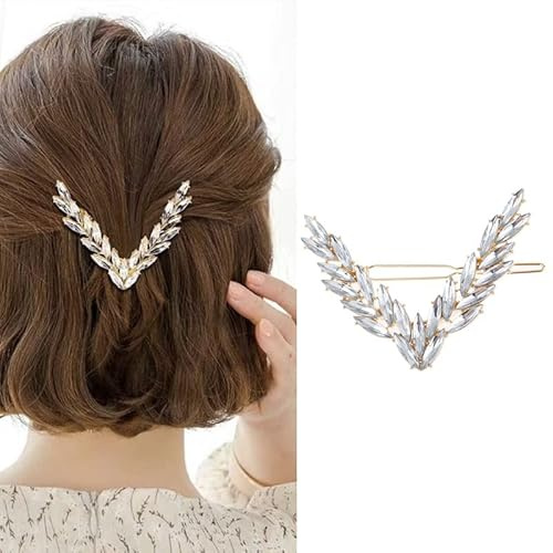 Wendalern Vintage Strass V Haarnadeln Gold Kristall Haarspange Glänzende Kristall Haarspangen Geometrische V Form Haarspange Haarspange Dekorativer Haarschmuck für Frauen und Mädchen
