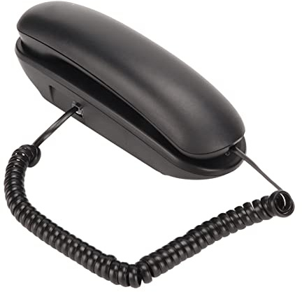 Retro-Wandtelefon, Klassisches Schnurgebundenes Telefon, Wandmontage, Tischplatte, Doppelter Verwendungszweck mit Stummschaltung, Wahlwiederholungsfunktion, Festnetzanschluss für (Schwarz)