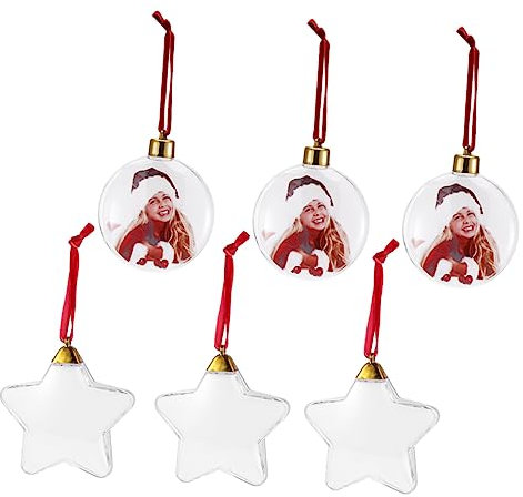 ABOOFAN 6 Stück Weihnachtsbaum-Anhänger Fotogeschenke Kunststoff-Bilderrahmen Weihnachtsbaum-Rahmen Ornamente Kinder Weihnachts-Bastelkunst