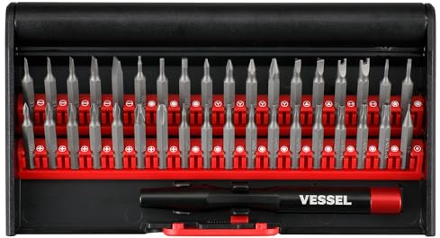 Vessel 9836 - Juego de destornilladores de precisión para relojes, gafas, cámara, smartphone, tableta, consola de juegos (36 unidades)