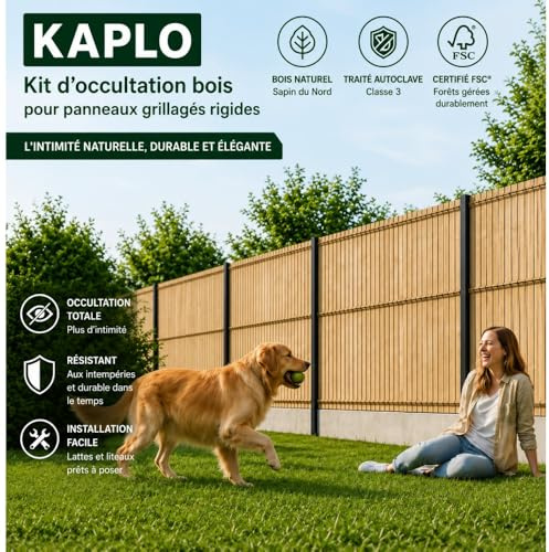 Kit de ocultación de madera - L2,5 x H1,93m - Abeto - Autoclave - Protege contra insectos y hongos - Instalación rápida y sencilla