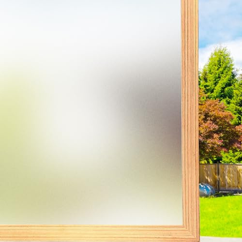 FILMGOO Fensterfolie Selbsthaftend Blickdicht Milchglasfolie Selbstklebend Fenster, Statische Sichtschutzfolie Bad Milchfolie für Fenster Anti UV für Zuhause Büro Matt (90x200cm)
