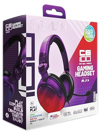 STEALTH C6-100 STRIKE Cuffie da gaming - Rosso e viola, multipiattaforma compatibile con Xbox, PS, Switch, PC, cellulare e tablet