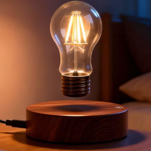 VGAzer Lámpara LED con bombilla flotante de levitación magnética: ideal como regalo original, luz nocturna o decoración para el hogar, el dormitorio o el escritorio de la oficina