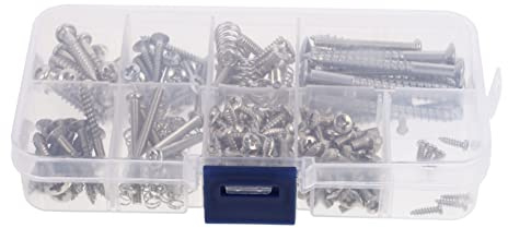 E-gitarren und Bass Schrauben 240 Stück 9 Varianten Montageschrauben | Silberfarbenes Metall, für Gitarrenreparatur Geeignet, Handliche Ausführung, Robust und Einfach Einzusetzen